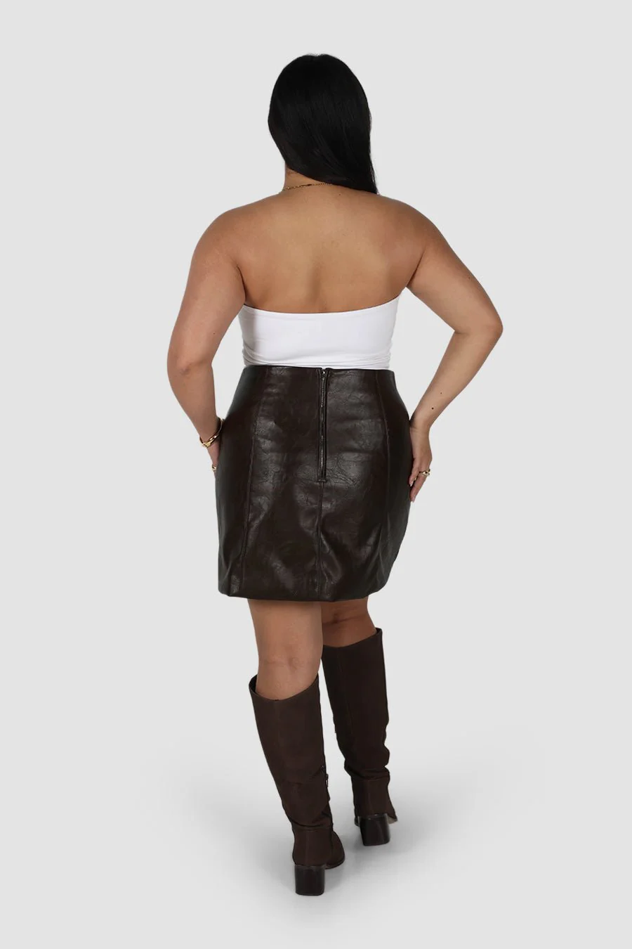 REVOLVER PU LEATHER SKIRT CHOCOLATE - Image 10