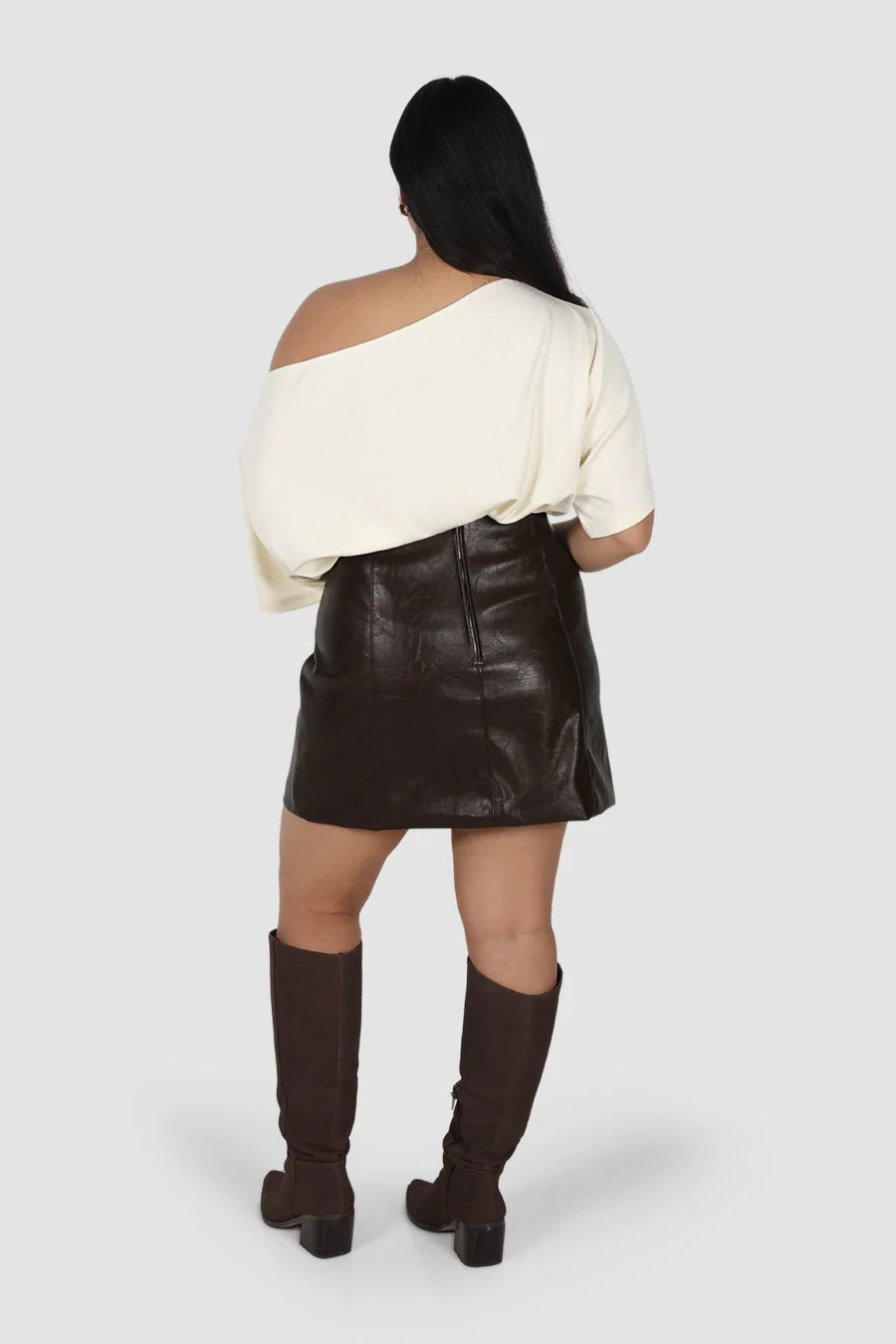 REVOLVER PU LEATHER SKIRT CHOCOLATE - Image 11