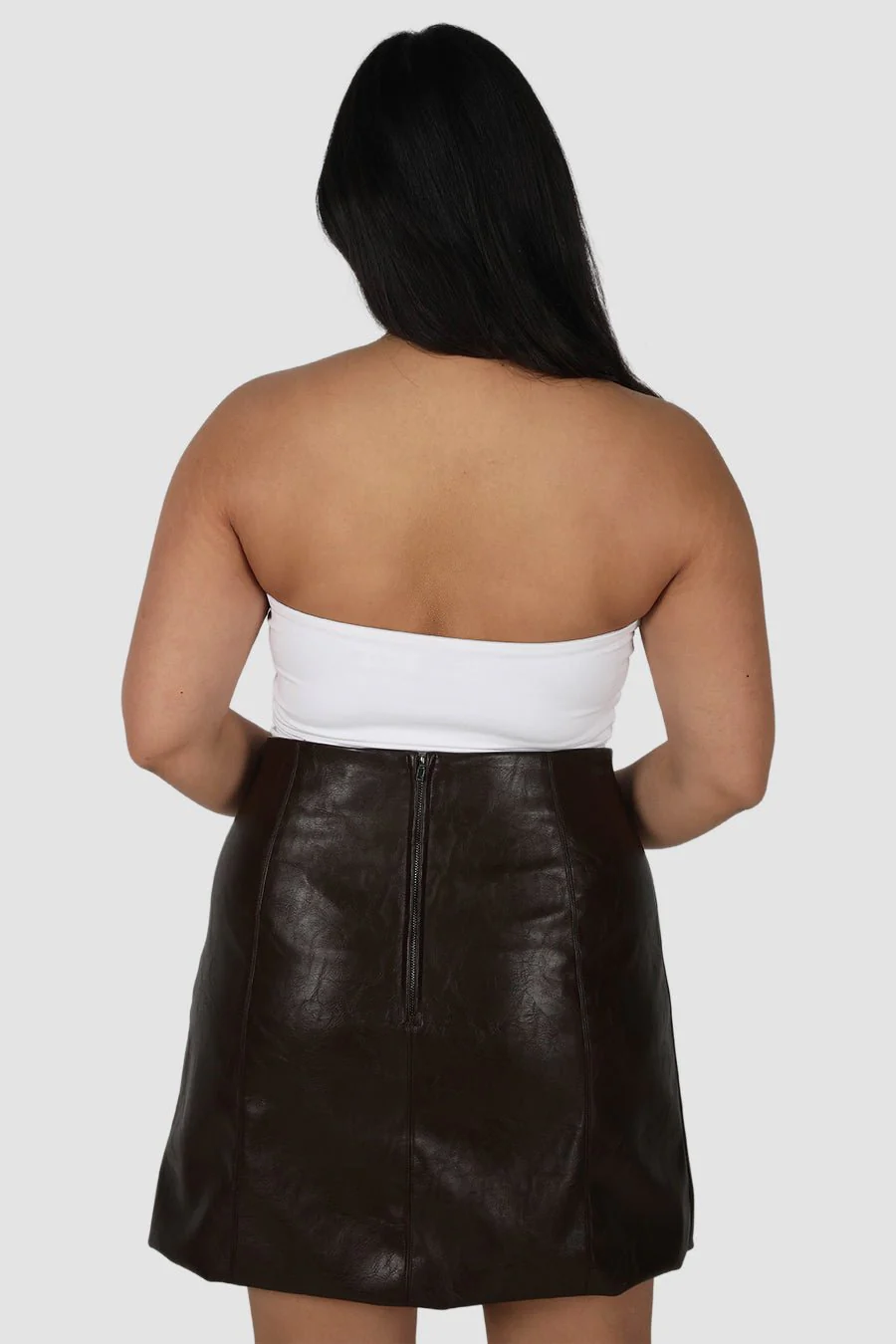 REVOLVER PU LEATHER SKIRT CHOCOLATE - Image 9
