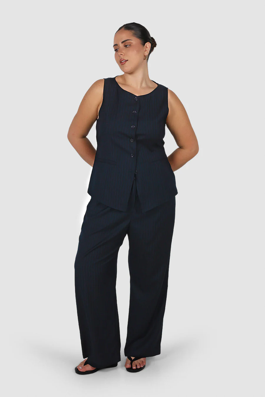 ROMIE VEST NAVY PINSTRIPE - Image 3