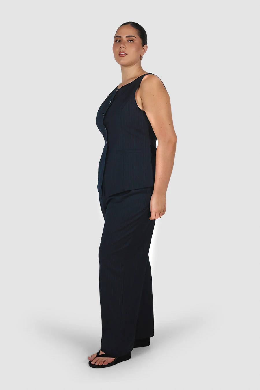 ROMIE VEST NAVY PINSTRIPE - Image 4