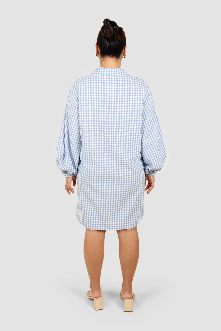 RORAN BUTTON DRESS BLUE GINGHAM - Image 3