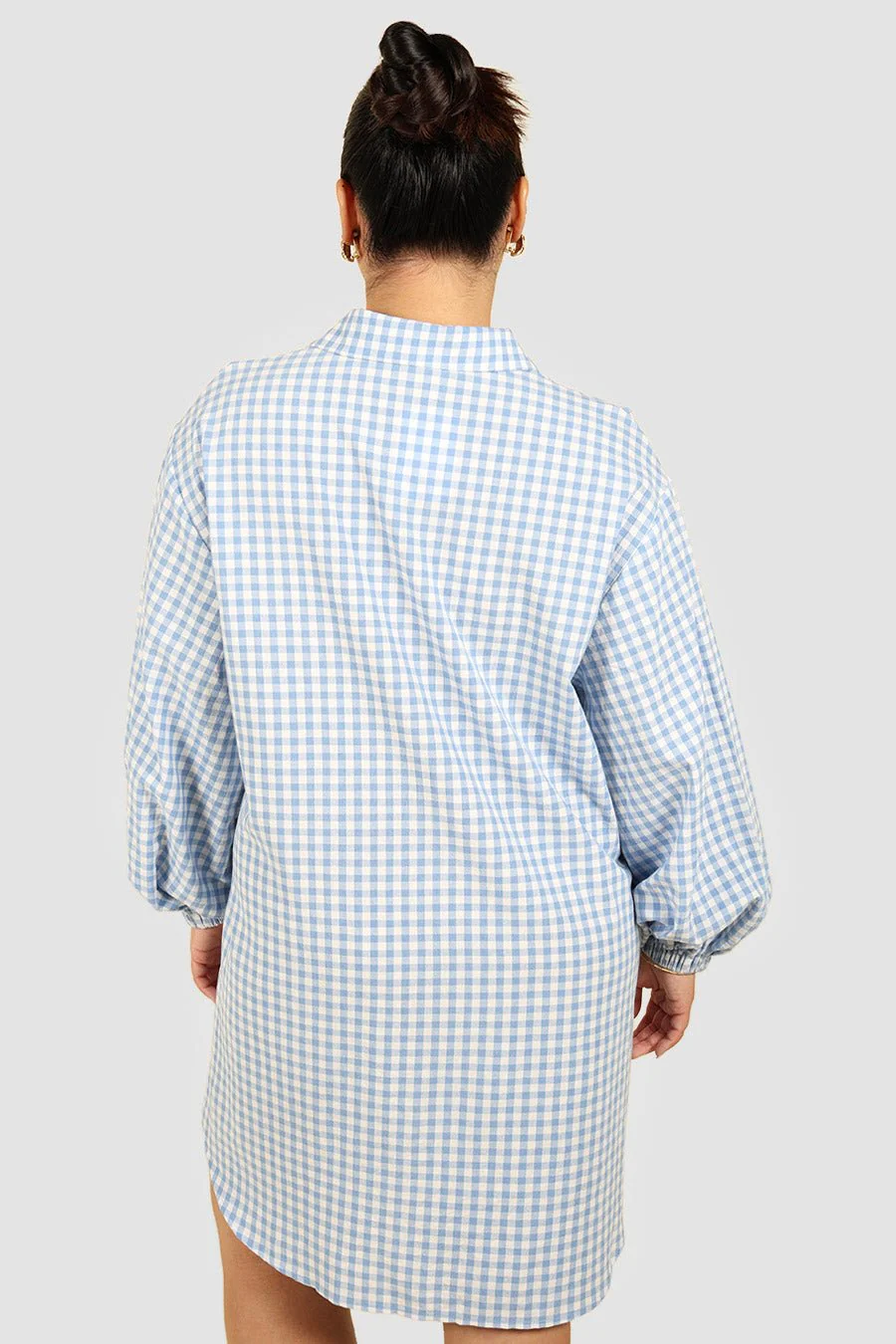 RORAN BUTTON DRESS BLUE GINGHAM - Image 5