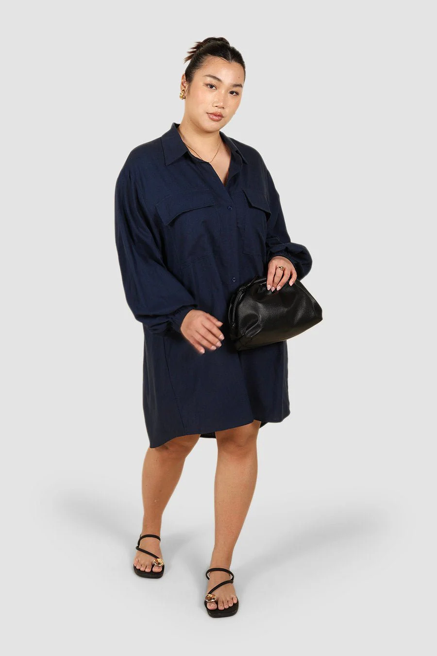 RORAN BUTTON DRESS NAVY - Image 6