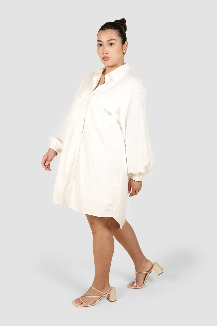 RORAN BUTTON DRESS WHITE - Image 2