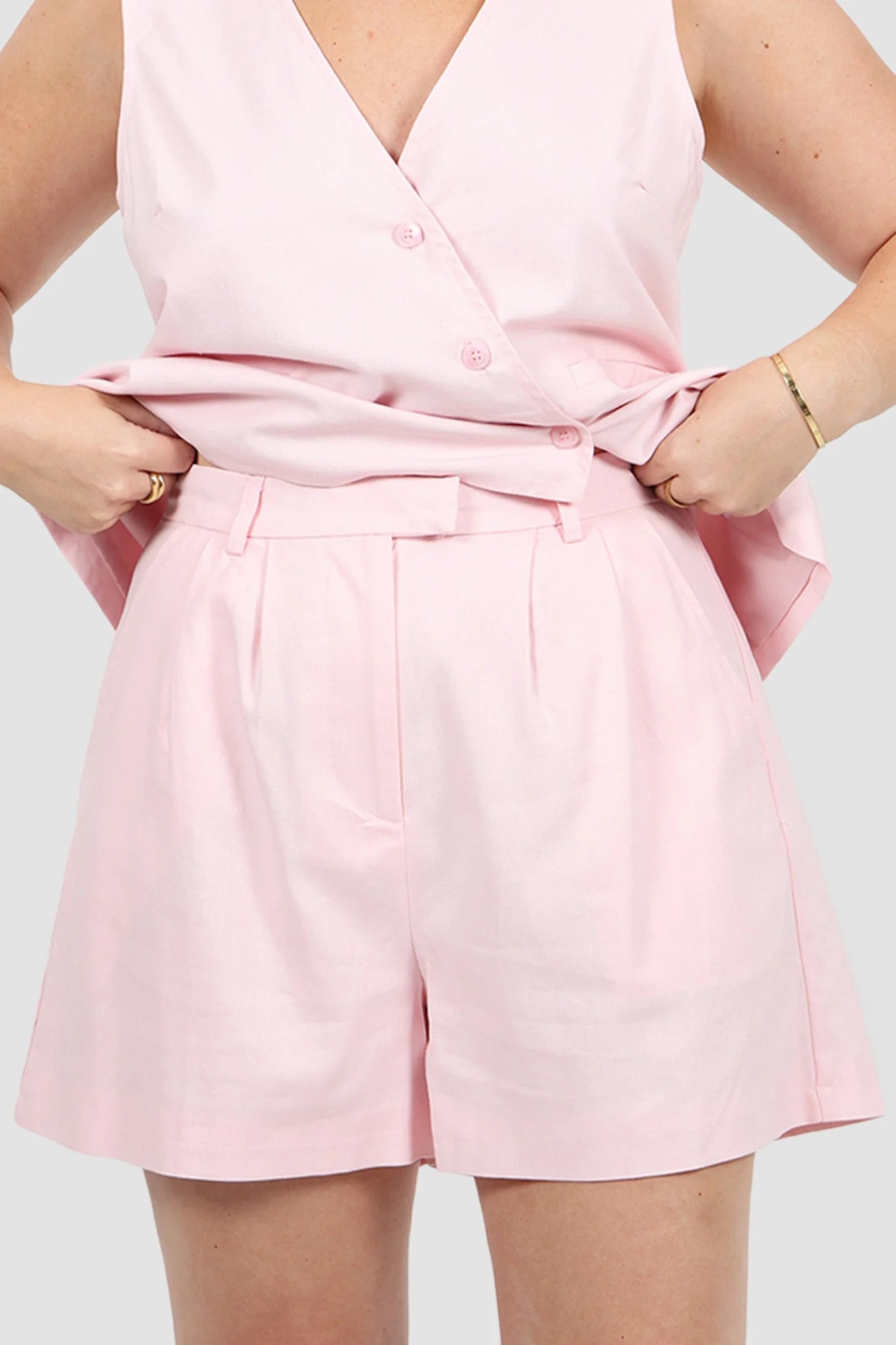 RUBEN LINEN BLEND SHORTS BALLERINA PINK