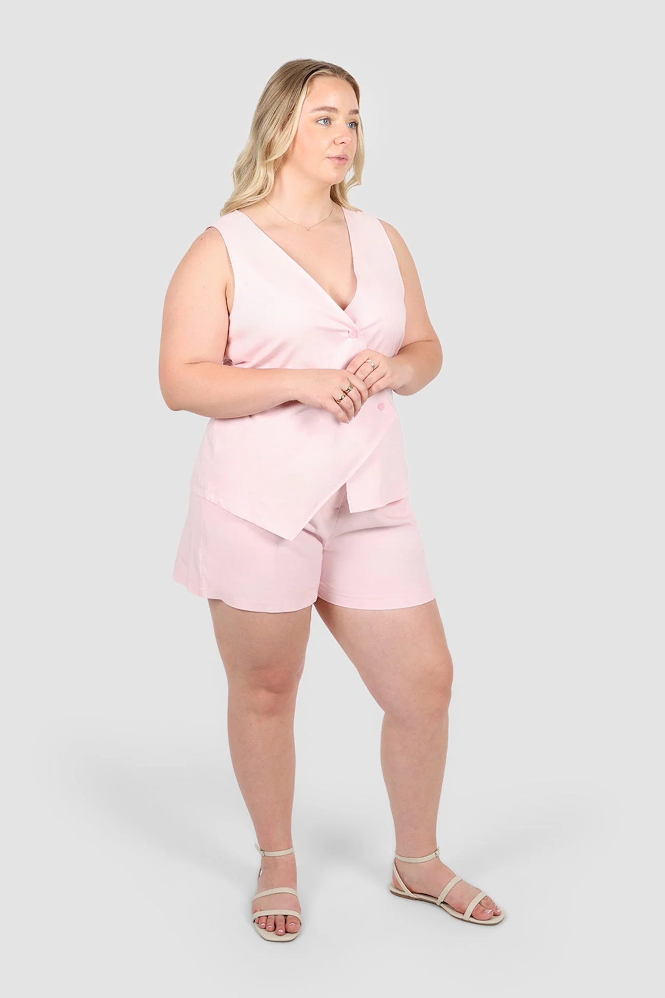 RUBEN LINEN BLEND SHORTS BALLERINA PINK - Image 10