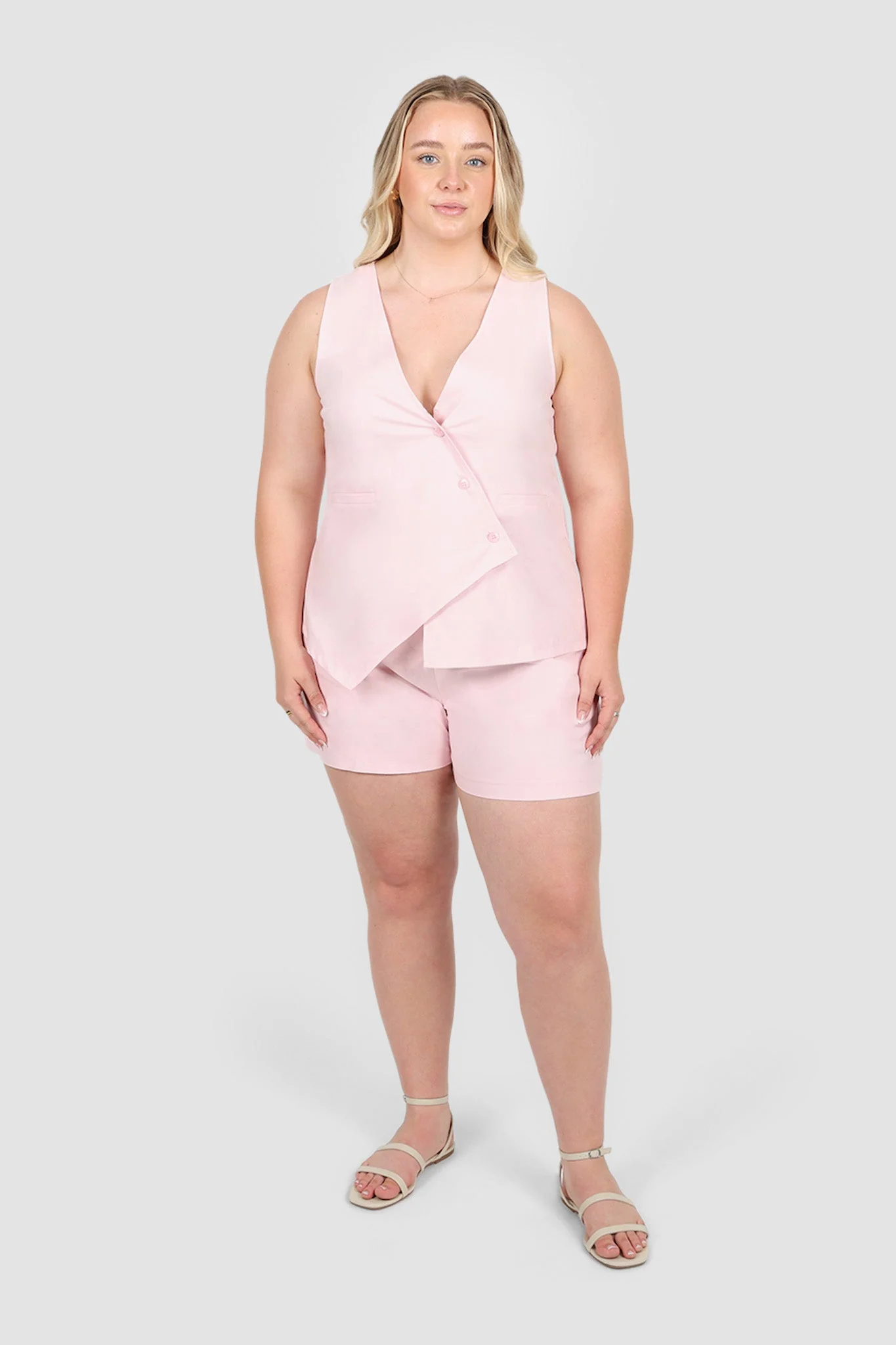 RUBEN LINEN BLEND SHORTS BALLERINA PINK - Image 11