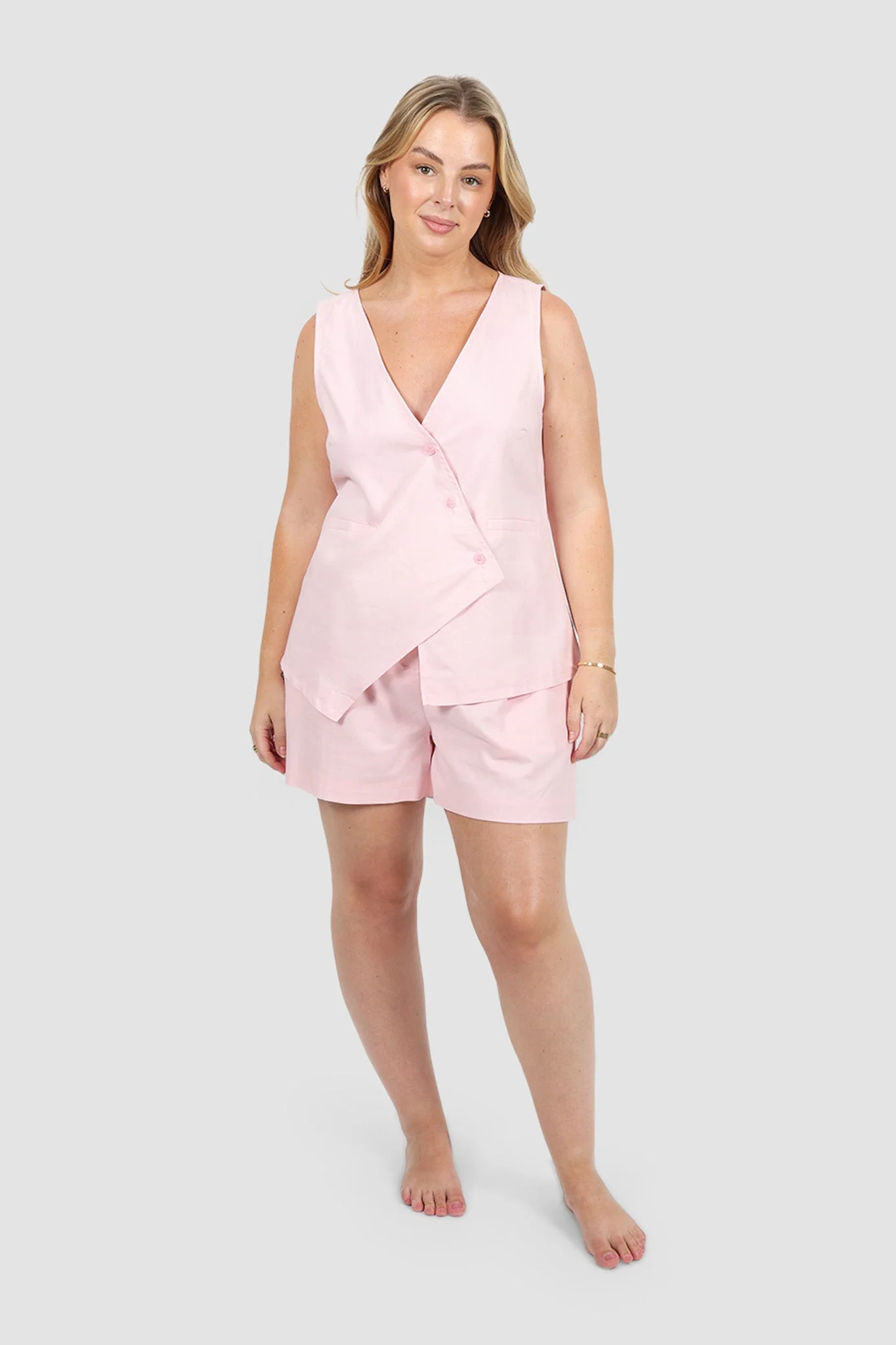 RUBEN LINEN BLEND SHORTS BALLERINA PINK - Image 6