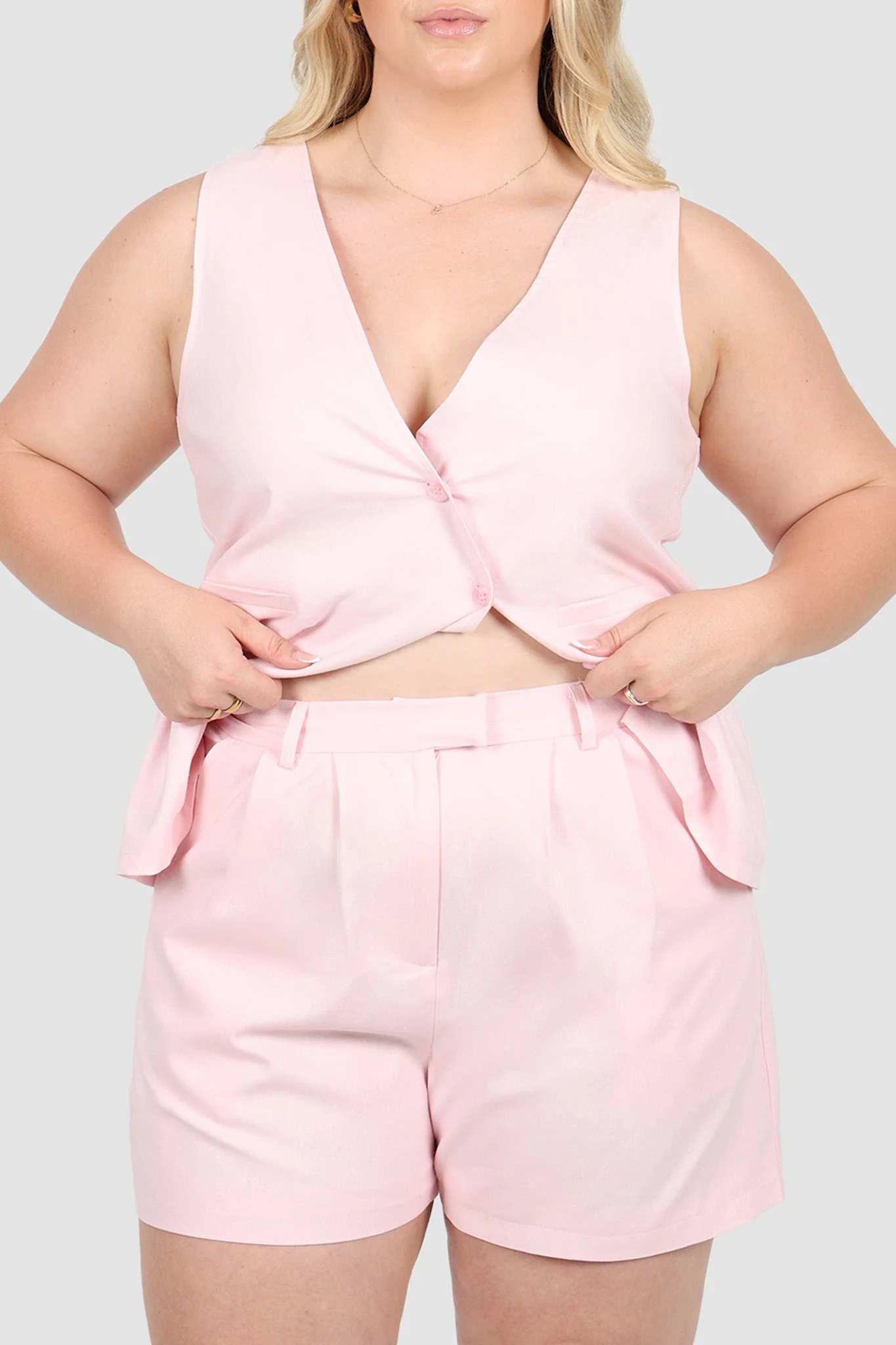 RUBEN LINEN BLEND SHORTS BALLERINA PINK - Image 7