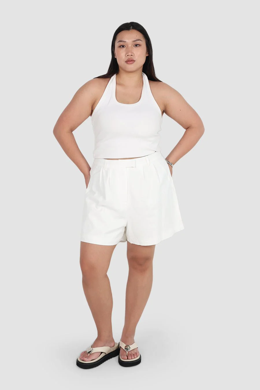 RUBEN LINEN BLEND SHORTS WHITE - Image 2