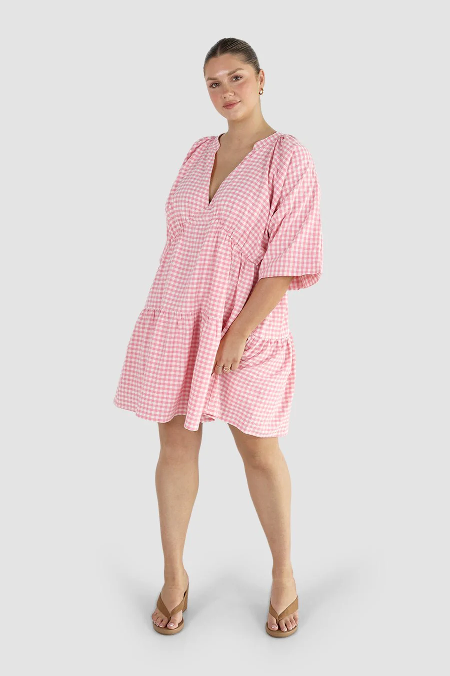 SALORA DRESS PINK GINGHAM - Image 3