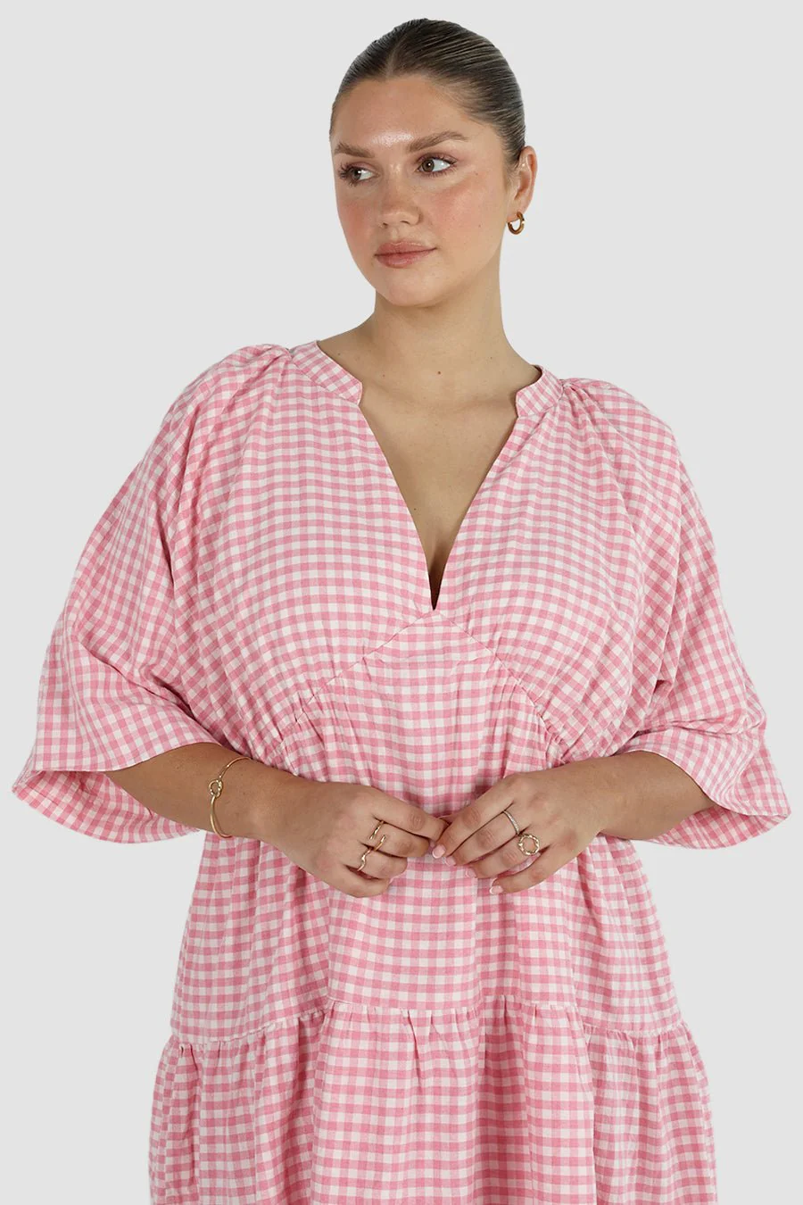 SALORA DRESS PINK GINGHAM - Image 4