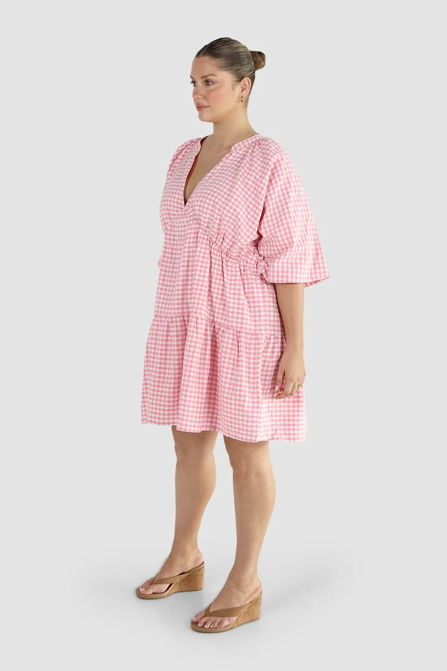 SALORA DRESS PINK GINGHAM - Image 5
