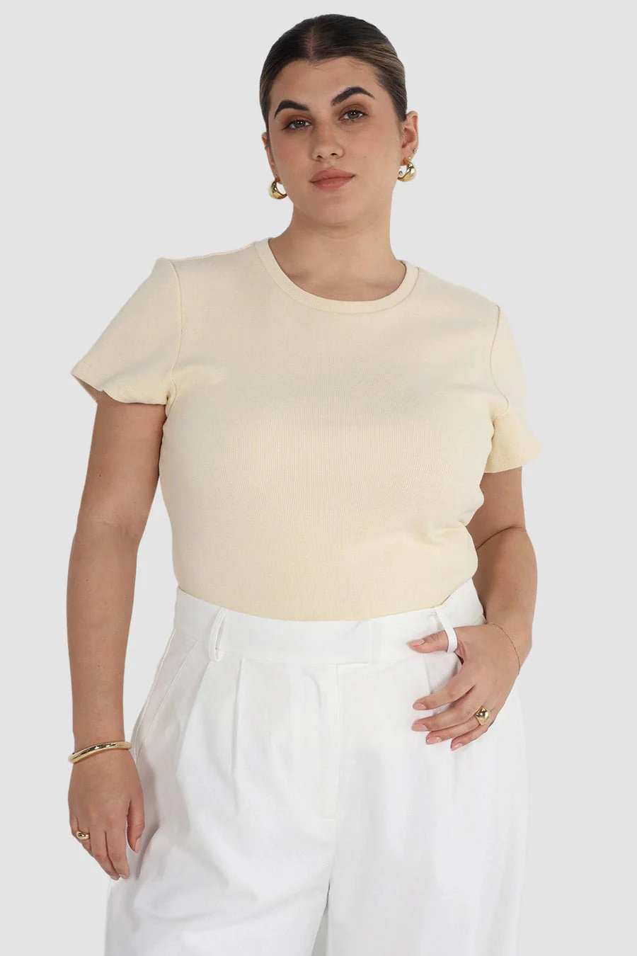 SAVANNAH RIB TEE VANILLA