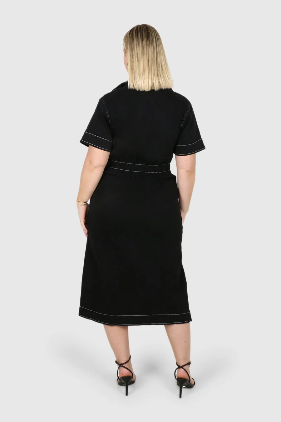 SAVEIRA DENIM MIDI DRESS BLACK - Image 2
