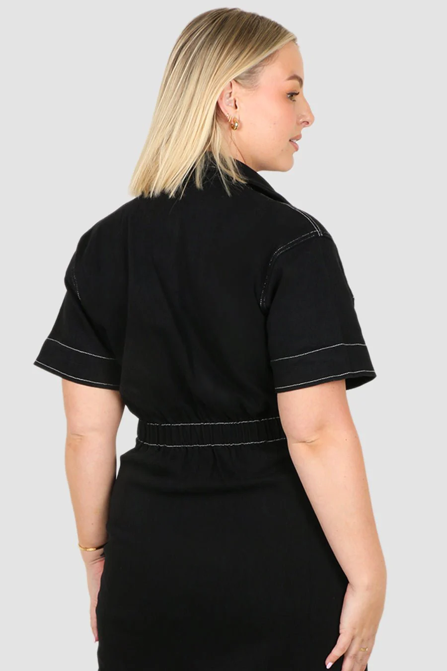 SAVEIRA DENIM MIDI DRESS BLACK - Image 4