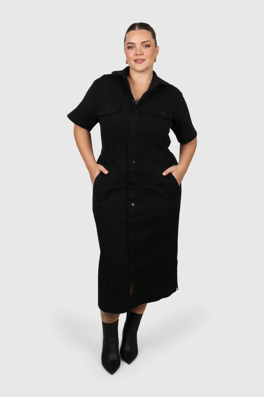 SAVEIRA DENIM MIDI DRESS BLACKOUT - Image 11