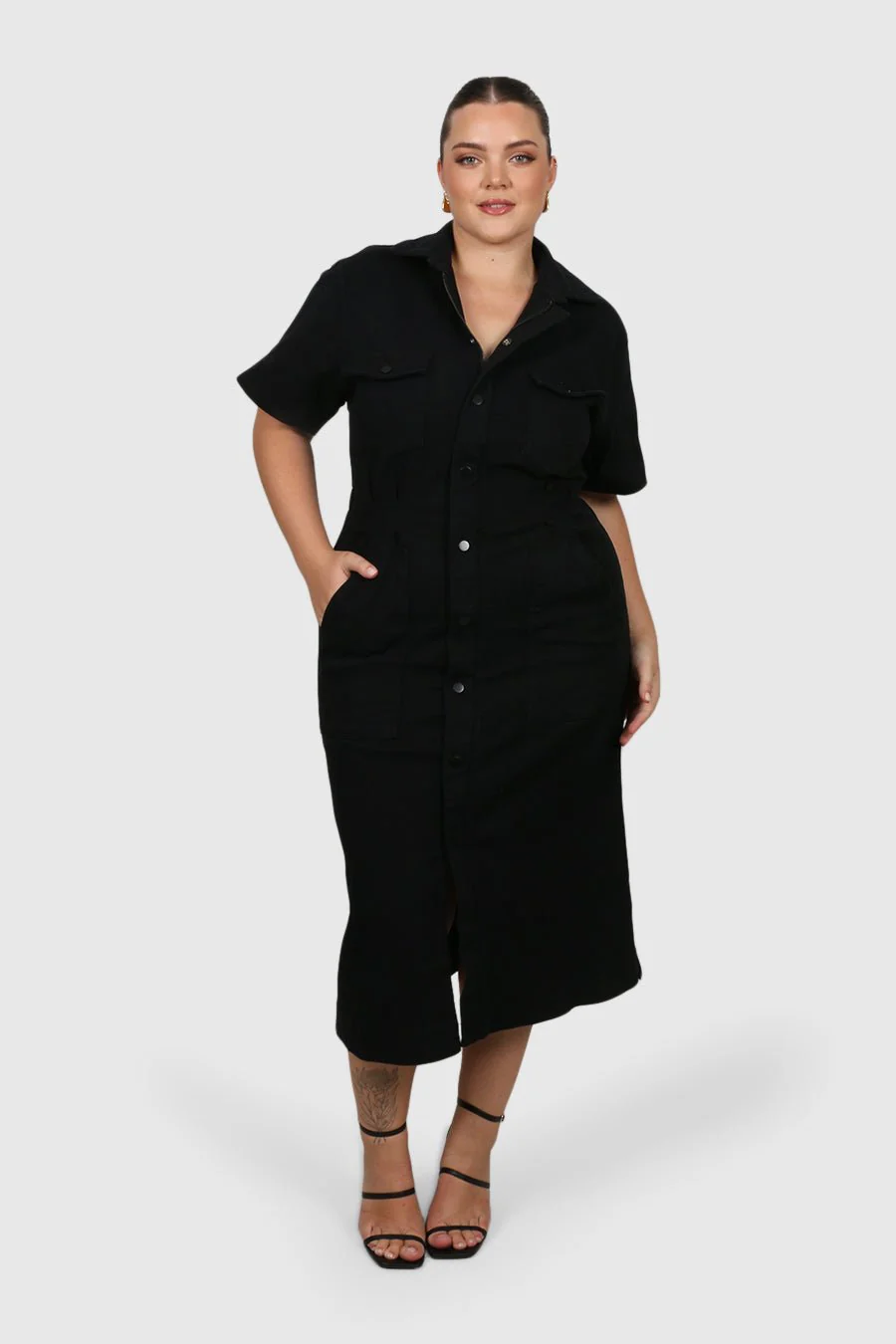 SAVEIRA DENIM MIDI DRESS BLACKOUT - Image 15