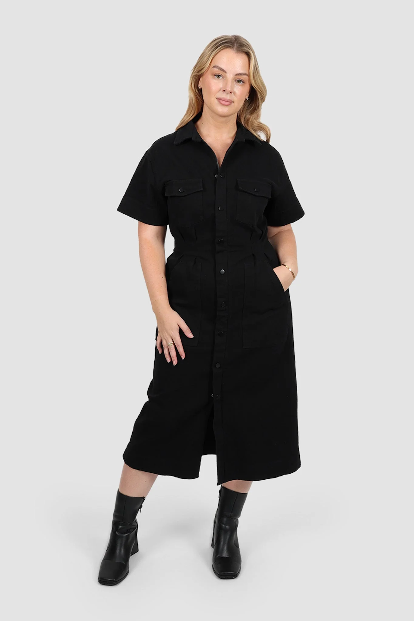 SAVEIRA DENIM MIDI DRESS BLACKOUT - Image 9