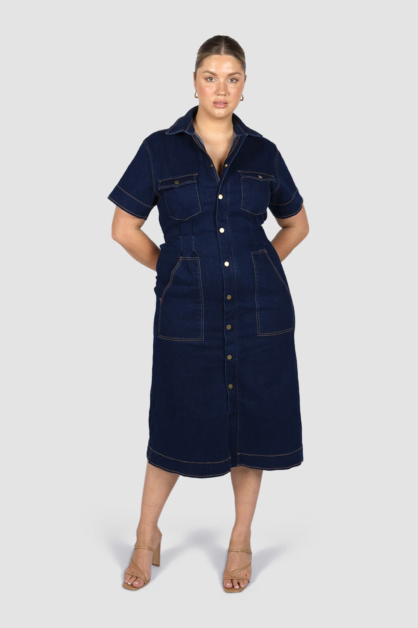 SAVEIRA DENIM MIDI DRESS MIDNIGHT - Image 2