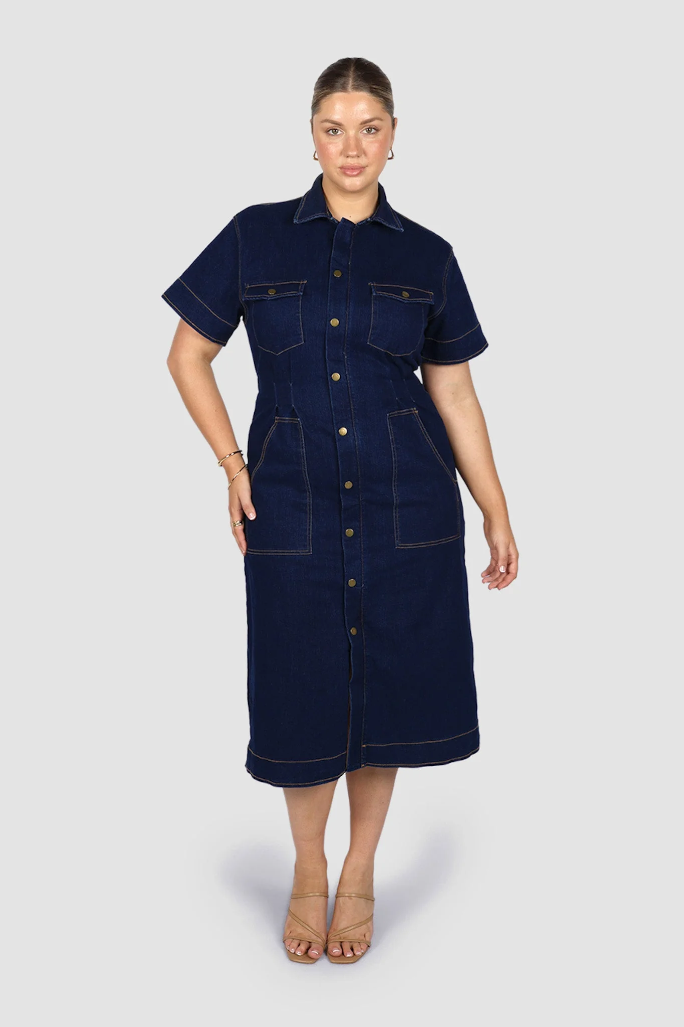 SAVEIRA DENIM MIDI DRESS MIDNIGHT - Image 3