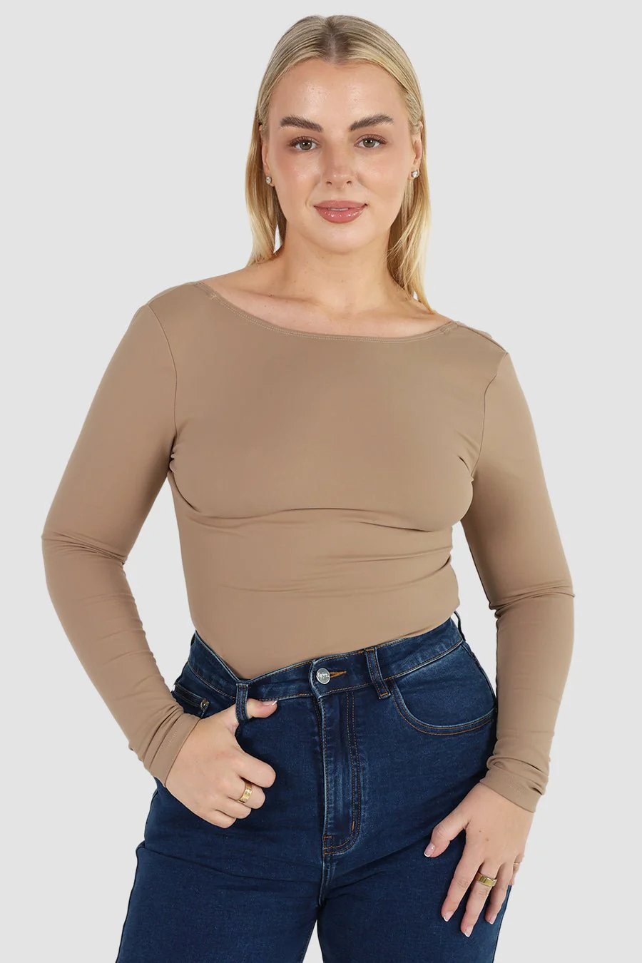 SCOOP BACK BODYSUIT COFFEE