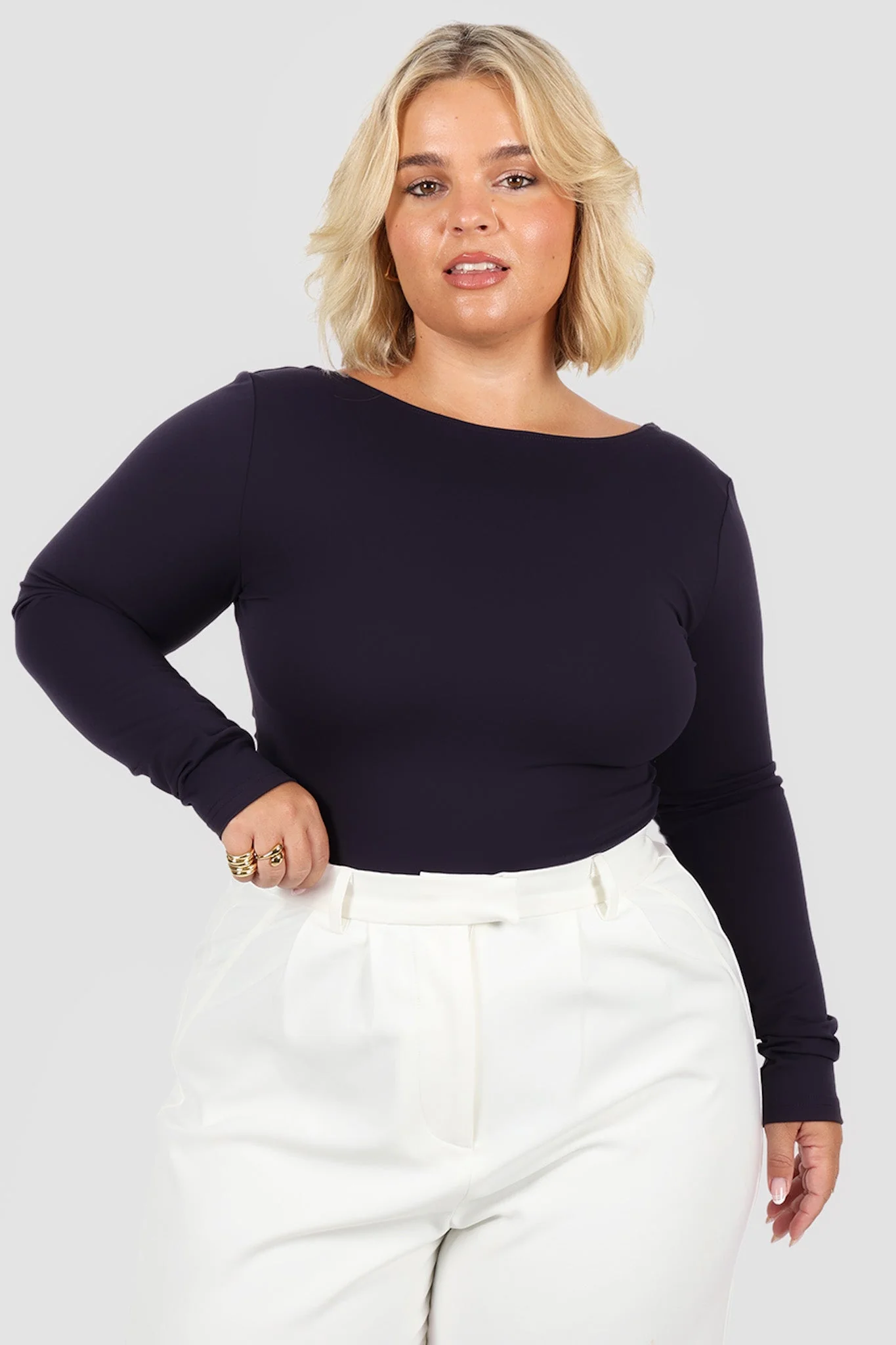 SCOOP BACK BODYSUIT NAVY - Image 4