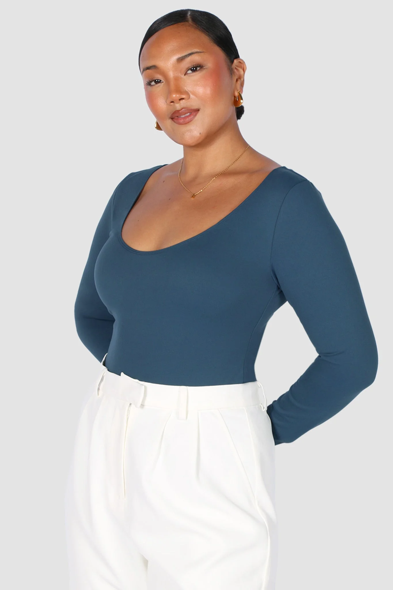 SCOOP NECK BODYSUIT DEEP TEAL - Image 3