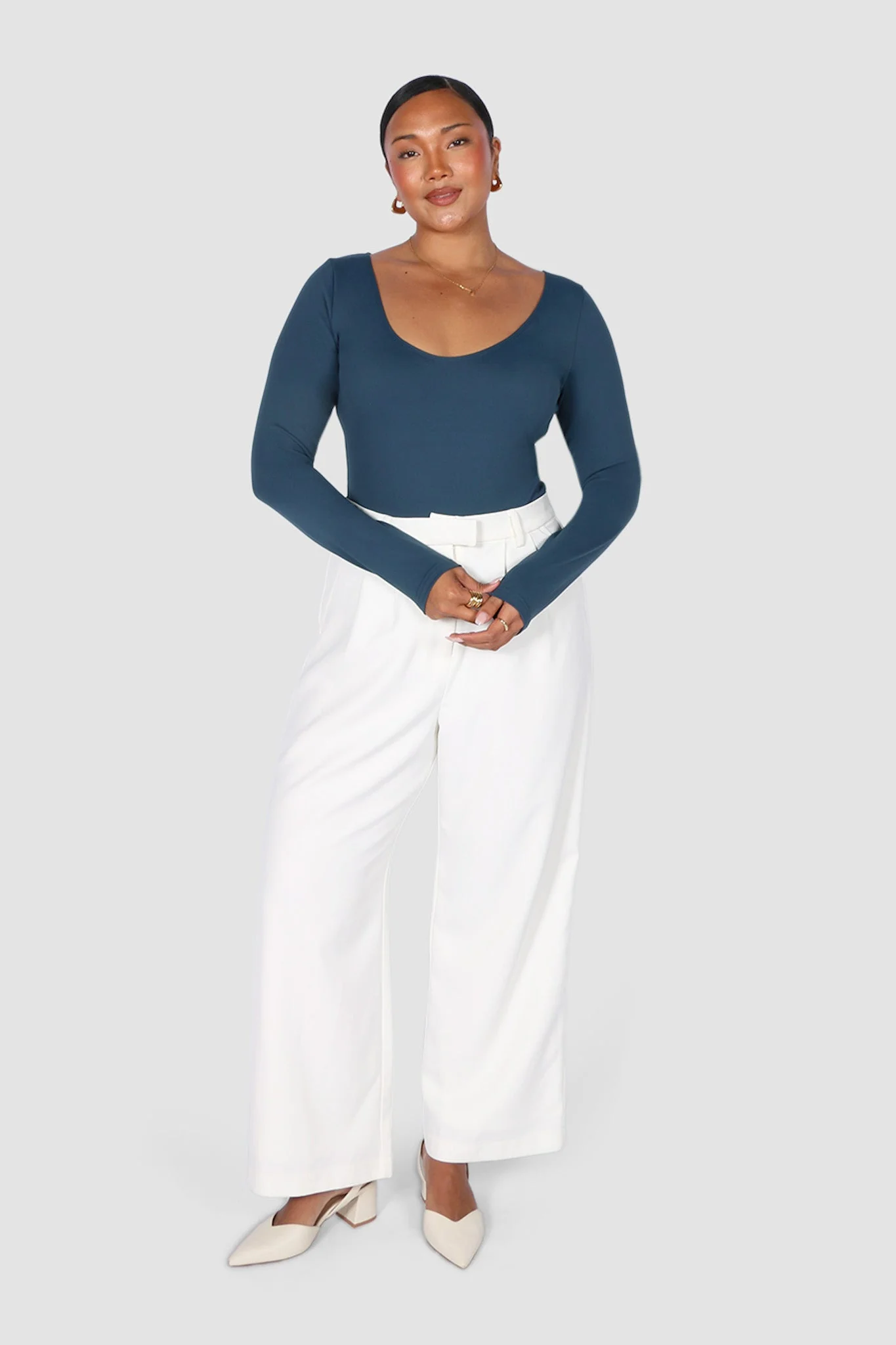SCOOP NECK BODYSUIT DEEP TEAL - Image 6