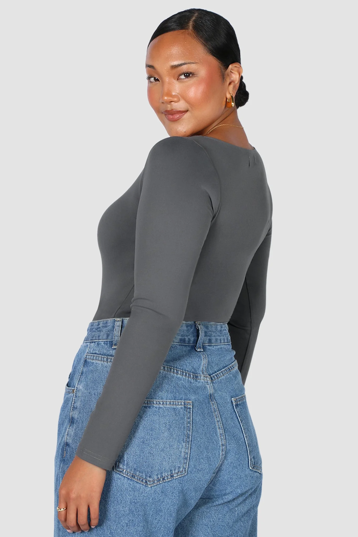 SCOOP NECK BODYSUIT GREY - Image 8