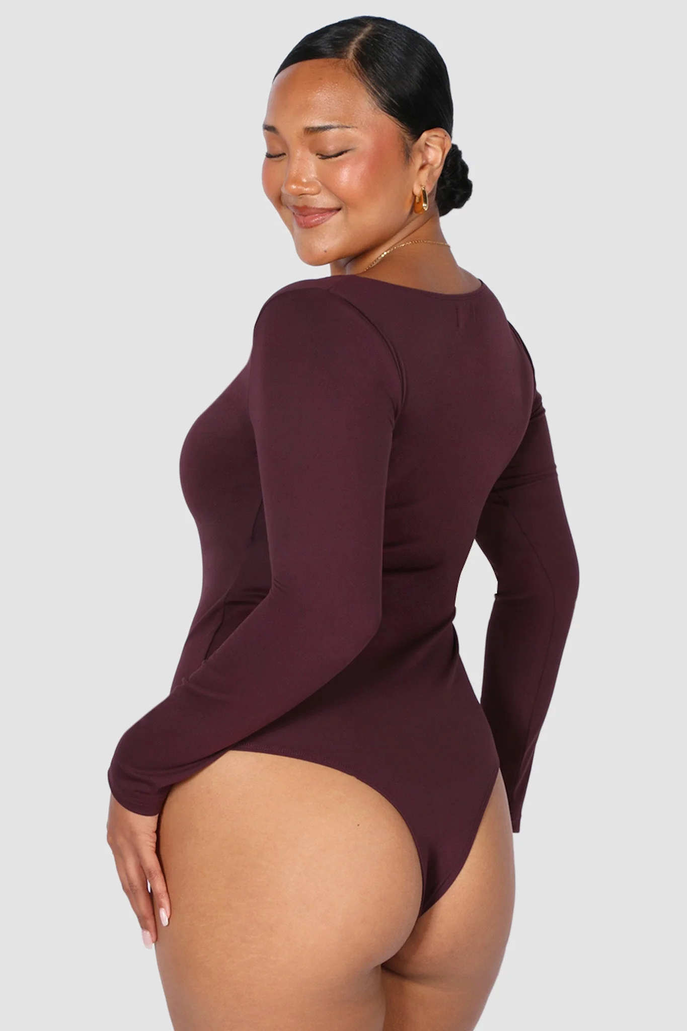 SCOOP NECK BODYSUIT DEEP PLUM - Image 12