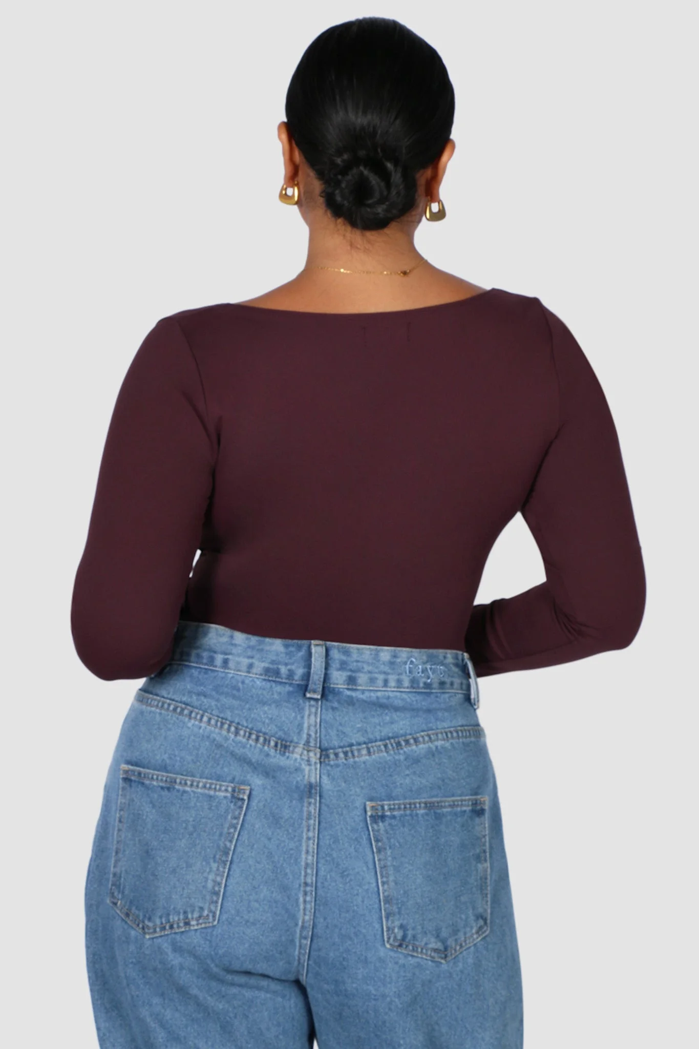 SCOOP NECK BODYSUIT DEEP PLUM - Image 3