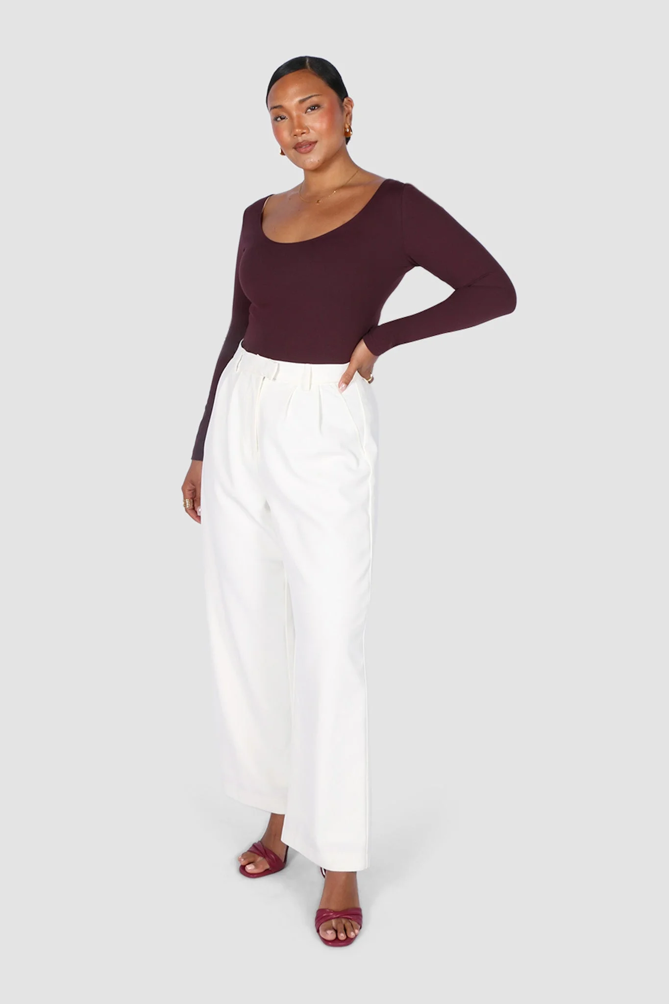 SCOOP NECK BODYSUIT DEEP PLUM - Image 5