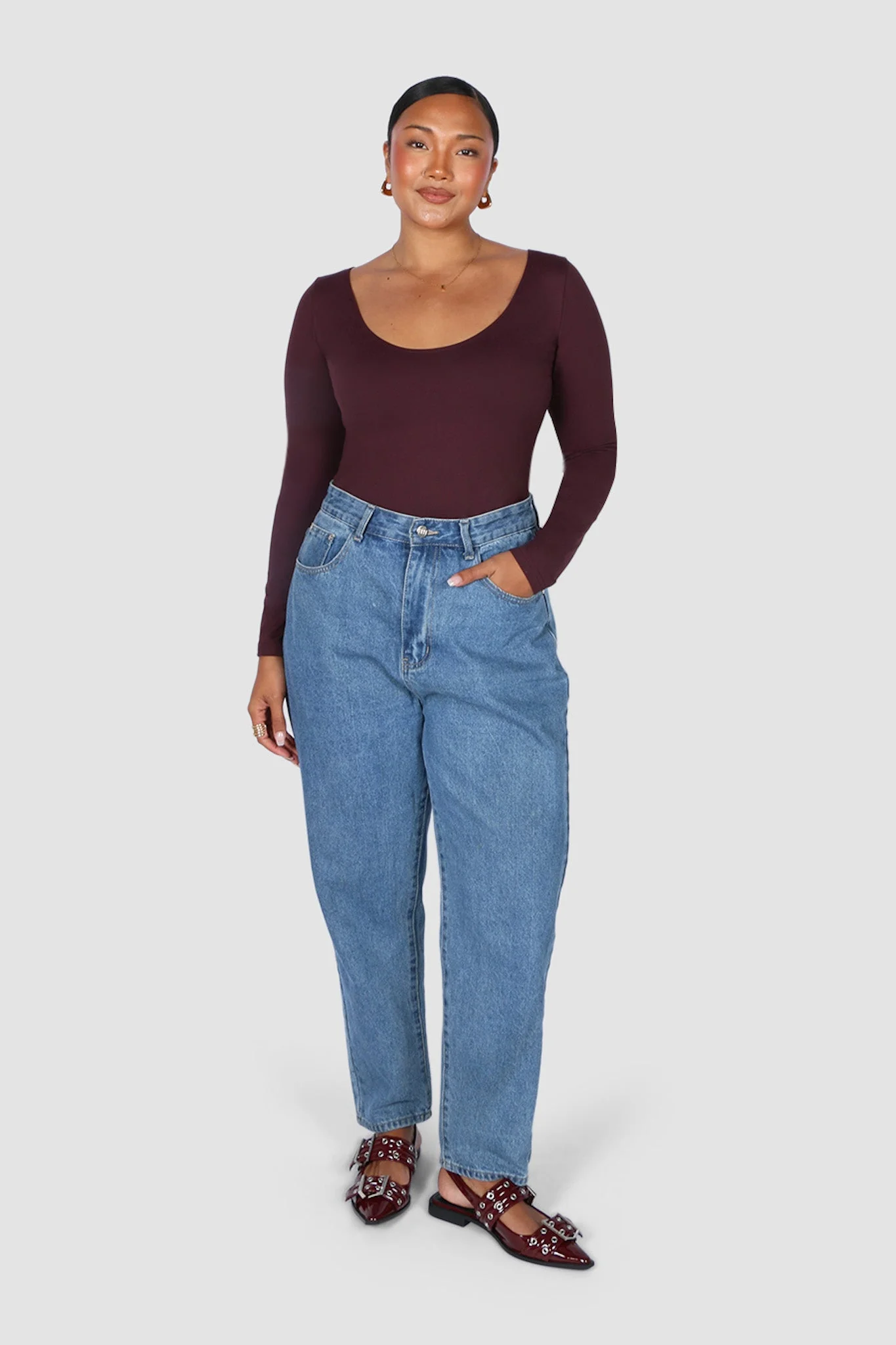 SCOOP NECK BODYSUIT DEEP PLUM - Image 7