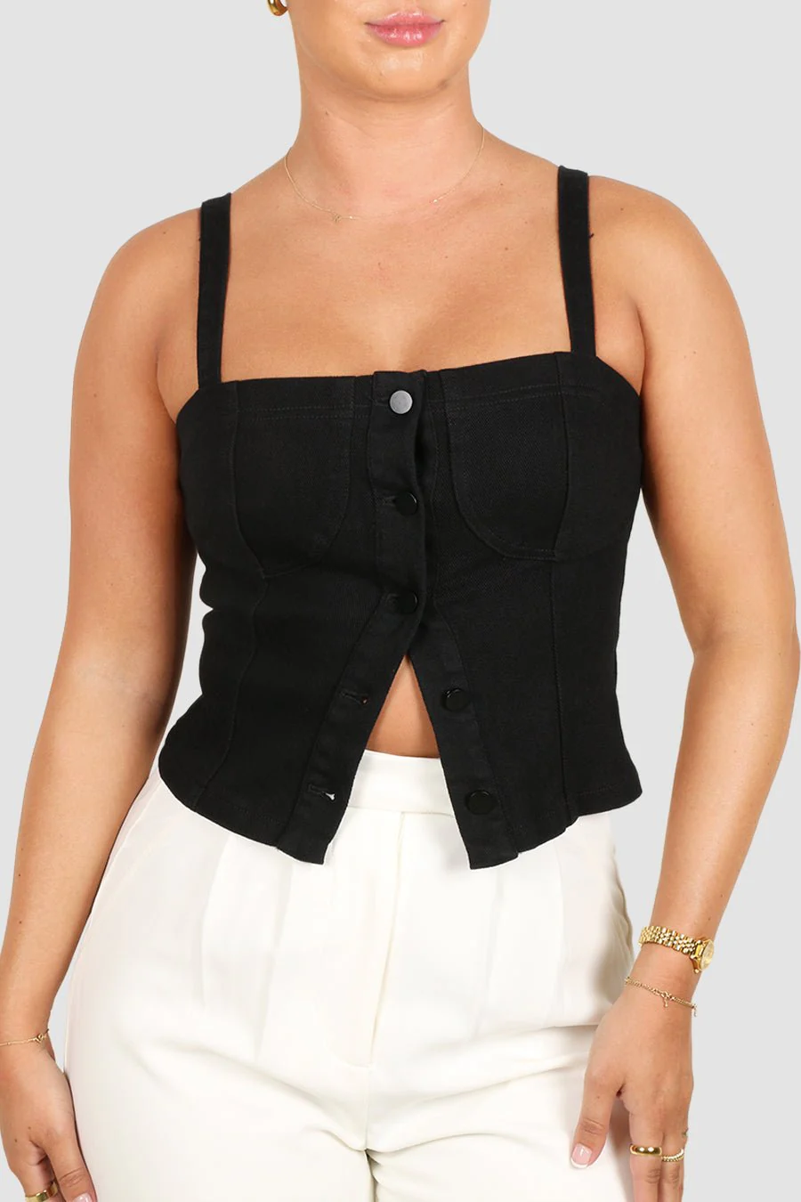 SIREN DENIM TOP BLACK - Image 8
