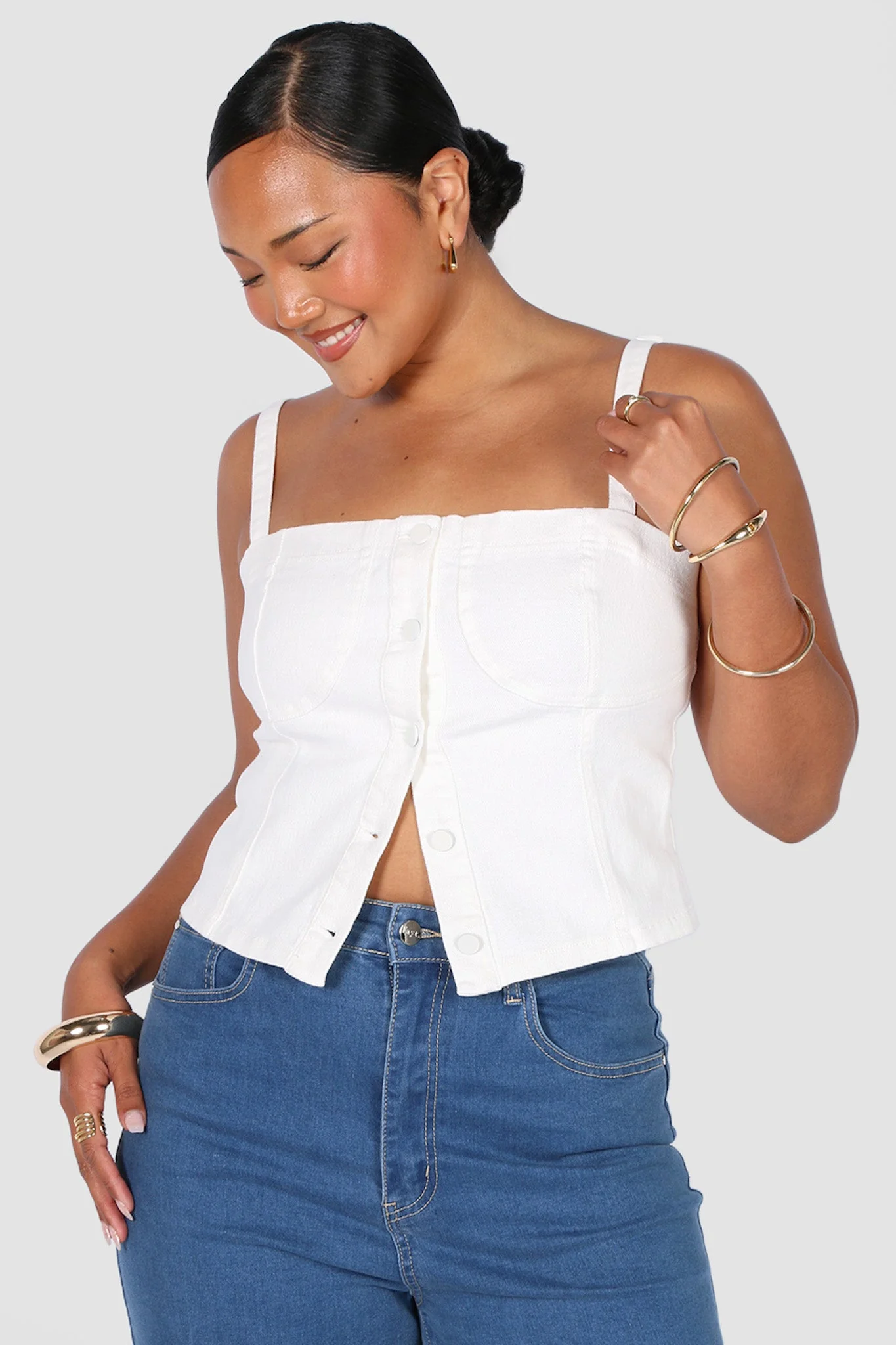 SIREN DENIM TOP WHITE - Image 3