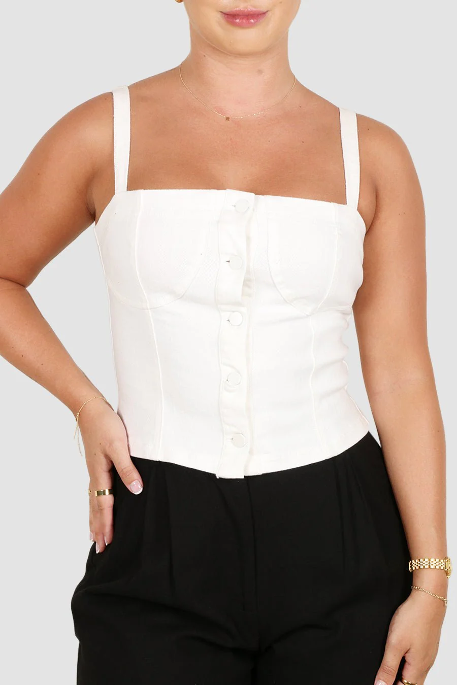 SIREN DENIM TOP WHITE - Image 8
