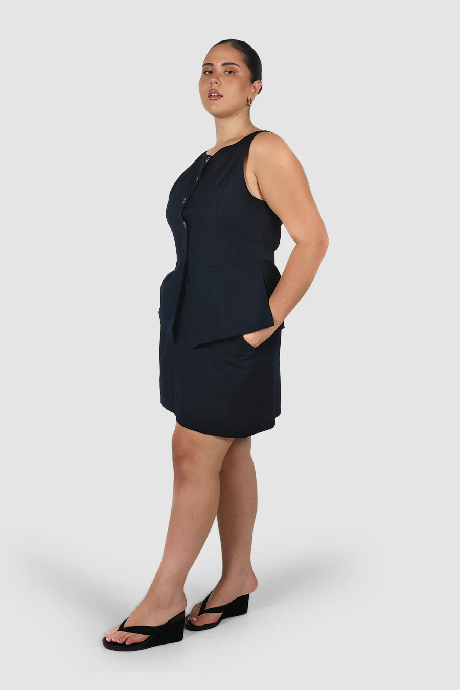 SOREVA SKORT NAVY PINSTRIPE - Image 3