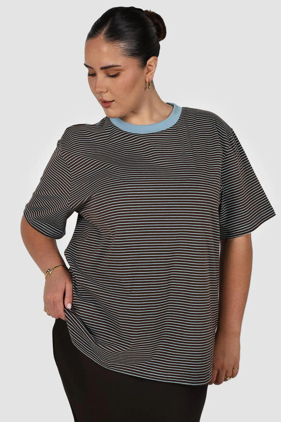 SPENCER STRIPE TEE CHOC/BLUE