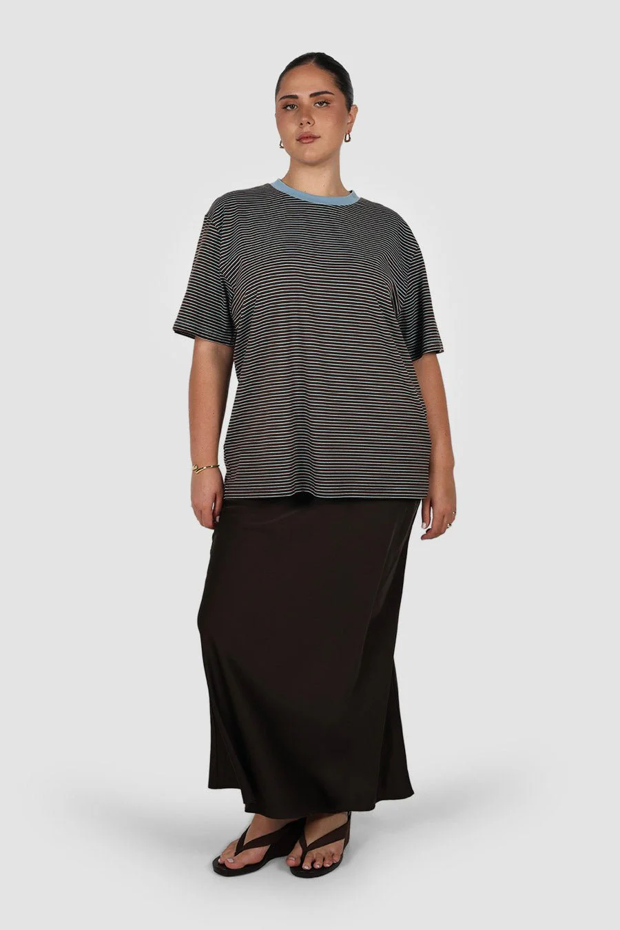 SPENCER STRIPE TEE CHOC/BLUE - Image 3