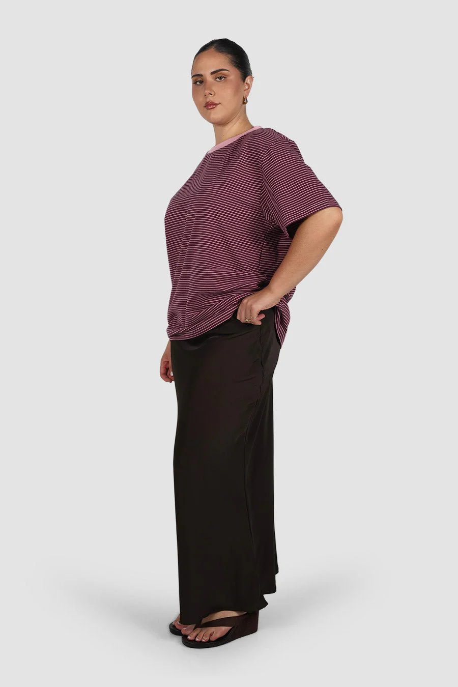 SPENCER STRIPE TEE PLUM/PINK - Image 4