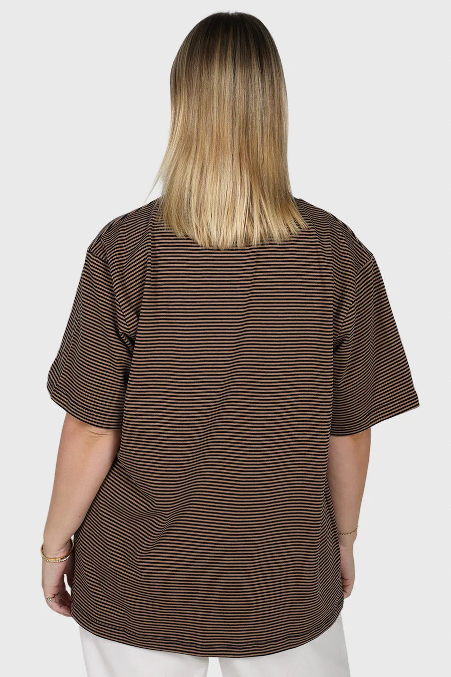 SPENCER STRIPE TEE TAN/NAVY - Image 5