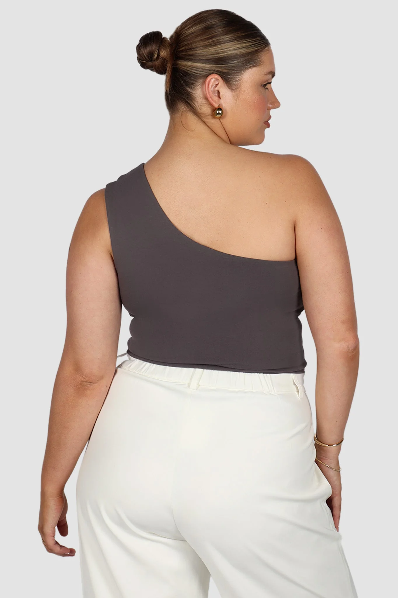 SULLIVAN ONE SHOULDER TOP CHARCOAL - Image 2