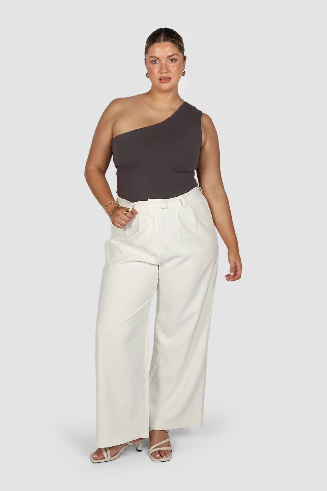 SULLIVAN ONE SHOULDER TOP CHARCOAL - Image 3