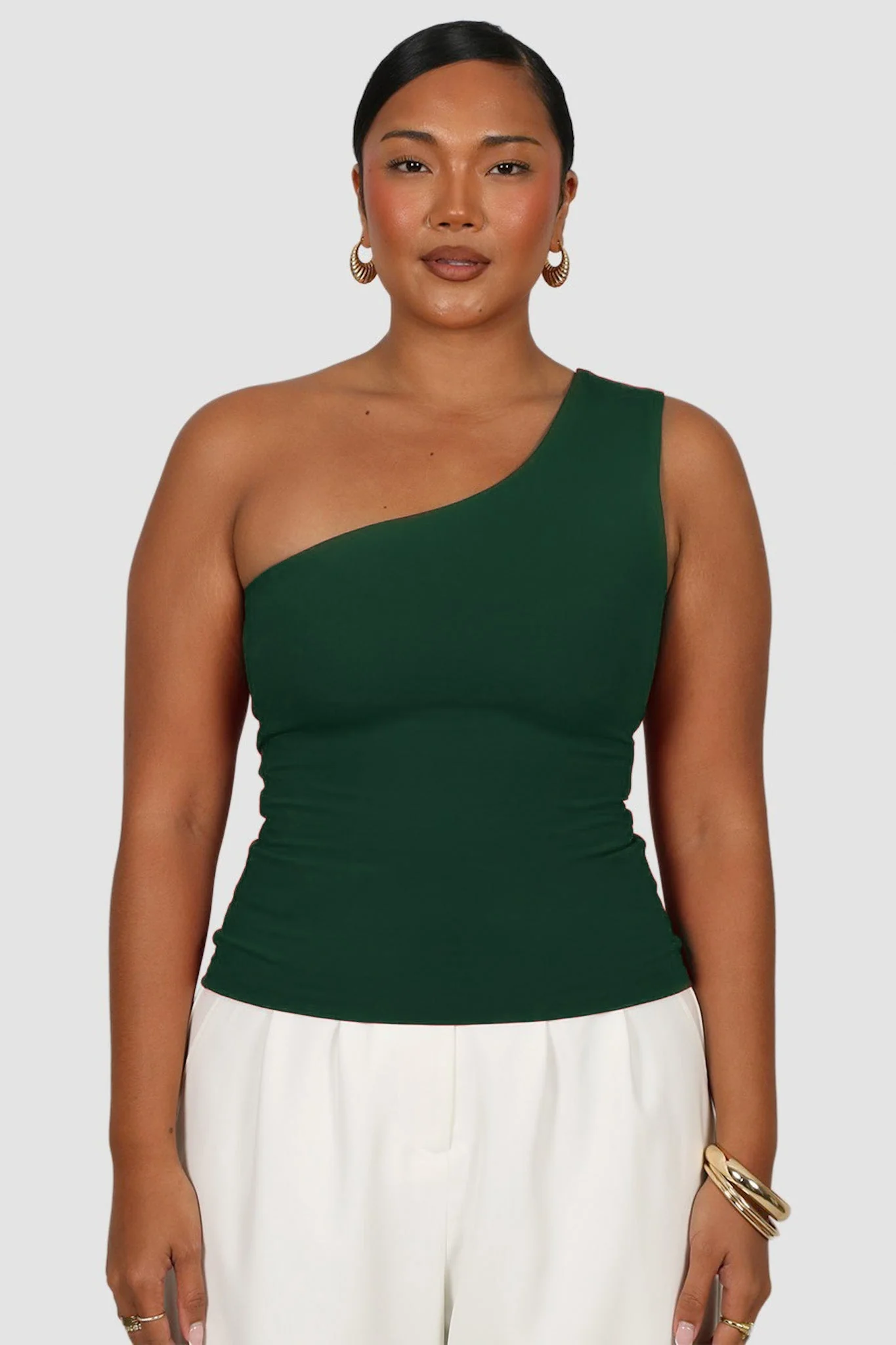 SULLIVAN ONE SHOULDER TOP DEEP GREEN - Image 3