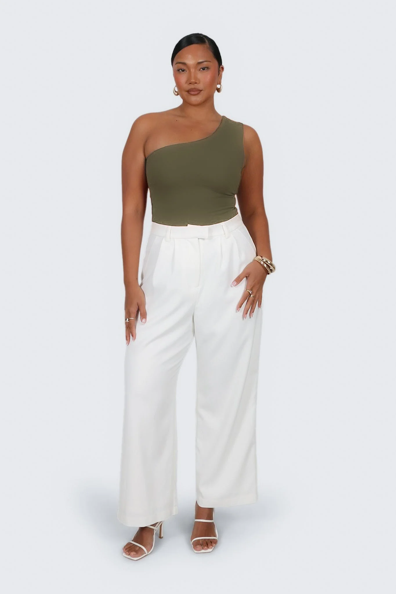 SULLIVAN ONE SHOULDER TOP OLIVE - Image 3