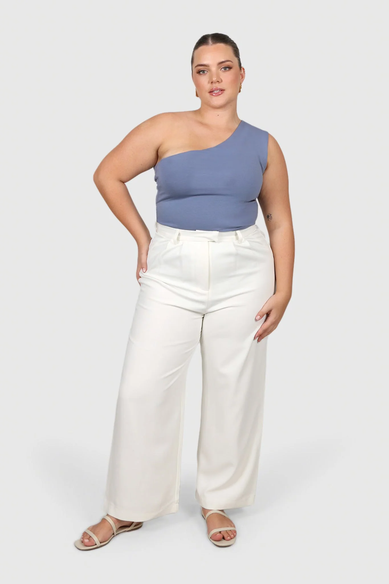 SULLIVAN ONE SHOULDER TOP STEEL BLUE - Image 2