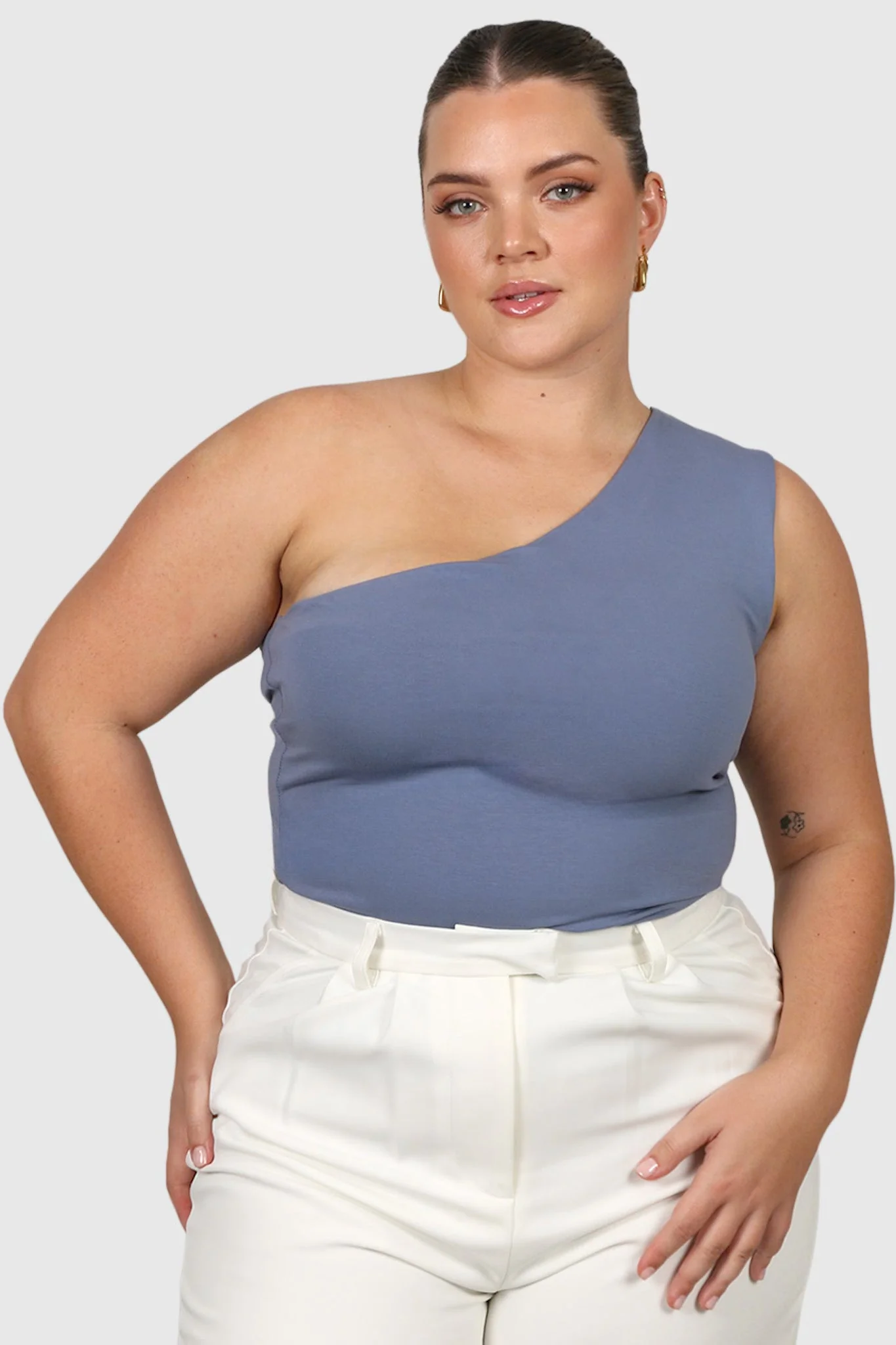 SULLIVAN ONE SHOULDER TOP STEEL BLUE - Image 5