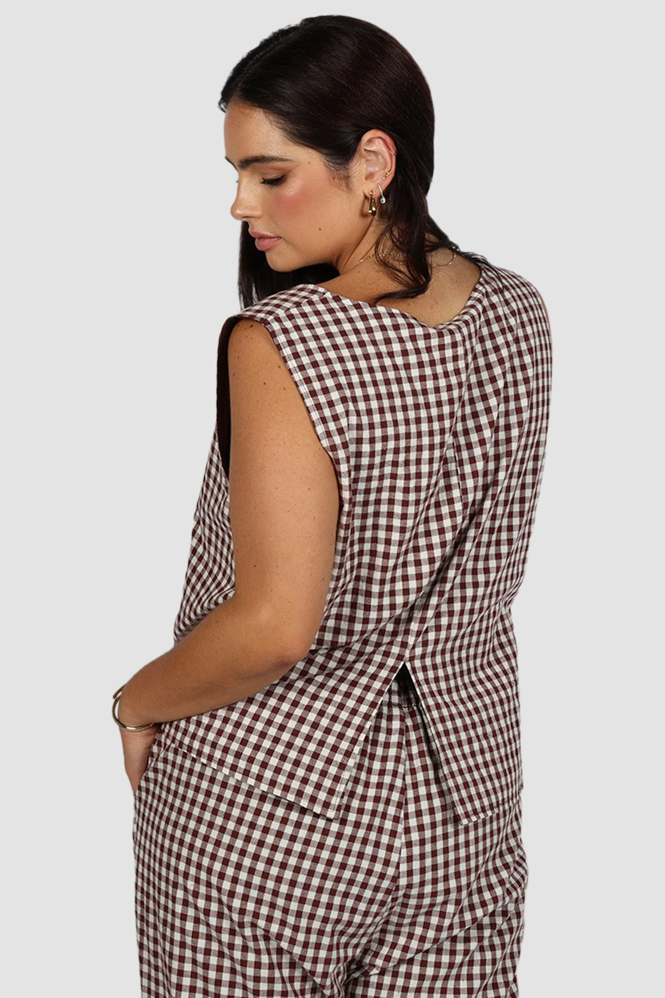 TORBIN TOP CHOC GINGHAM - Image 3